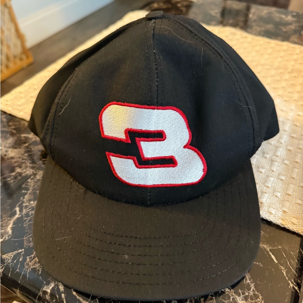 Men's Black Cap with Red and White Number Design